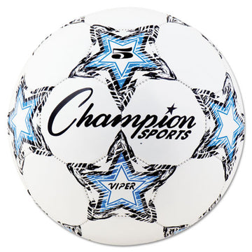 Champion Sports Viper Soccer Ball, No. 5. Size, 8.5" To 9" Diameter, White freeshipping - TVN Wholesale